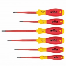 Wiha SoftFinish® Electric SlimFix Slotted/ Phillips Screwdriver Set - Individually Tested Protective Insulation 1,000 V AC, VDE and GS Tested - 6 pcs - 35389